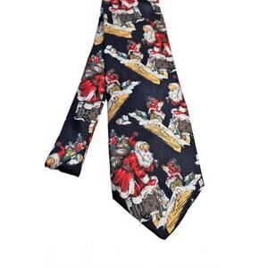 Vintage Boston Traders Old Time Santa Claus Christmas Silk Necktie, 3.75 X 56
